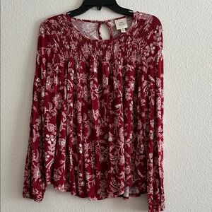 Knox Rose Burgundy Floral Blouse
